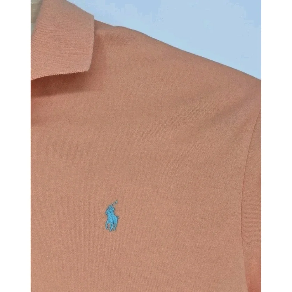 Polo Ralph Lauren Men Polo Shirt Large Orange Cotton Short Sleeve Preppy Vintage